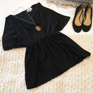 Slit Sleeve Style Black Blouse